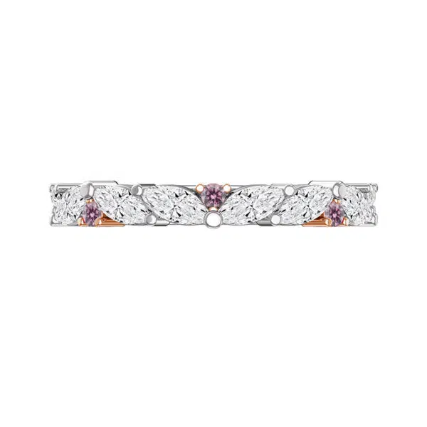 Pink Diamond and Marquise Diamond Wedding Ring white