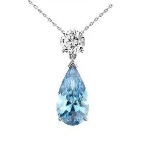 aquamarine pendant with diamond