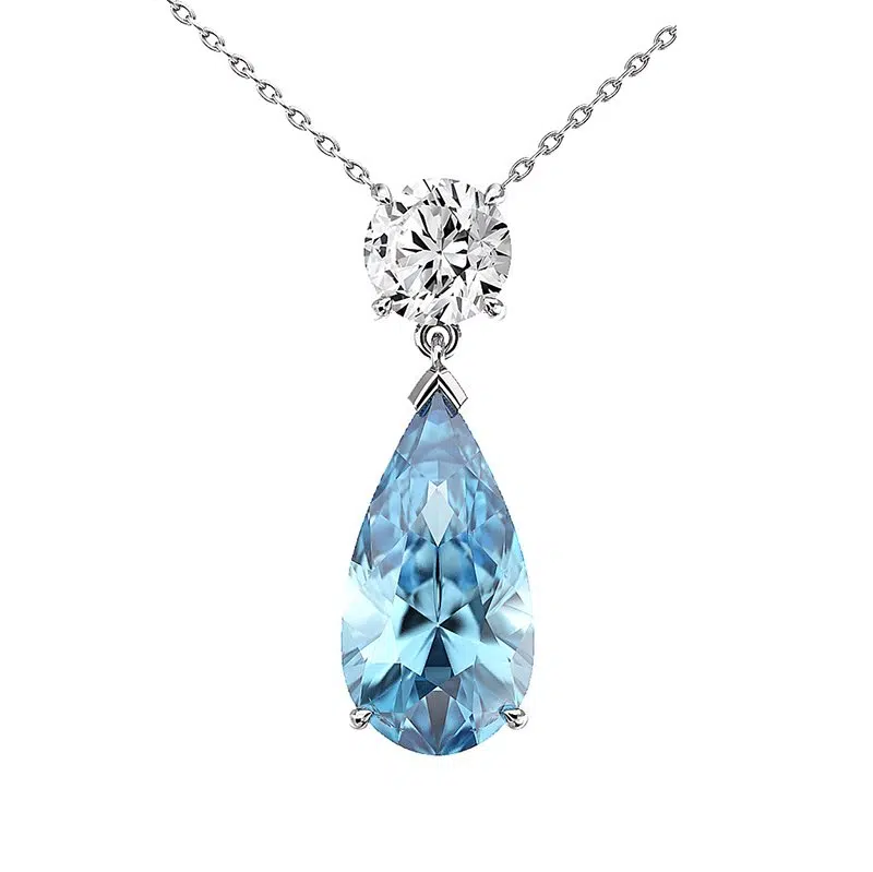 aquamarine pendant with diamond 5