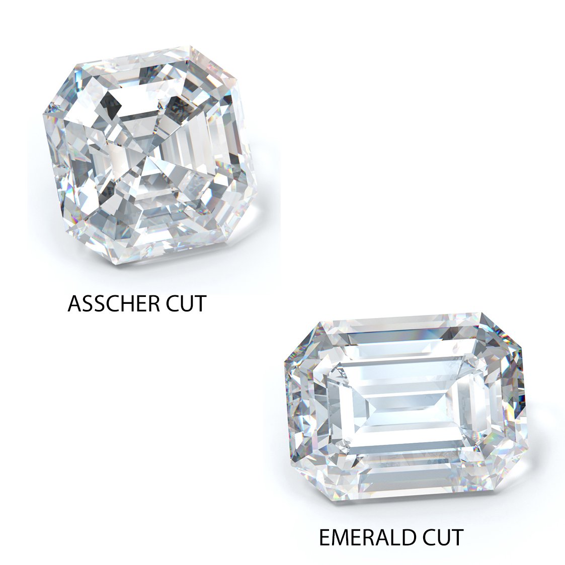 asscher cut v emerald cut diamonds