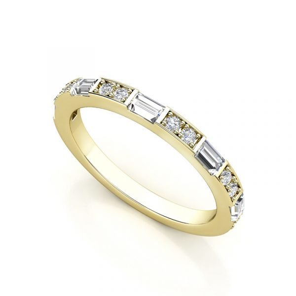 baguette and channel set round diamond wedding band 3