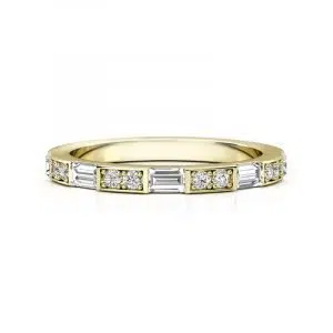 baguette and channel set round diamond wedding band