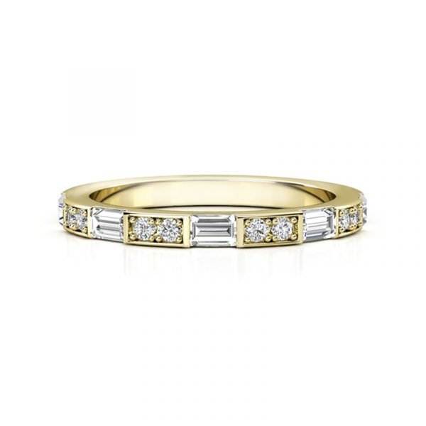 baguette and channel set round diamond wedding band