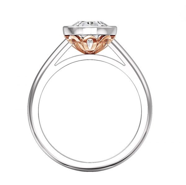 bezel set diamond with rose gold petal detail 1