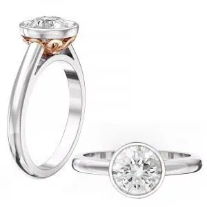 bezel set diamond with rose gold petal detail 5