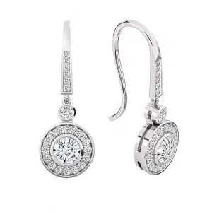 bezel set halo diamond earrings