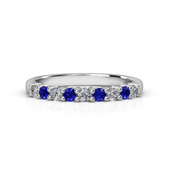 blue sapphire and diamond wedding ring