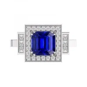 blue sapphire art deco inspired engagement ring 2