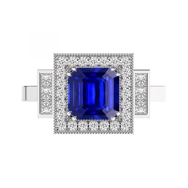 blue sapphire art deco inspired engagement ring 2