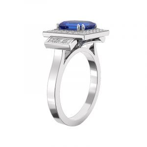 blue sapphire art deco inspired engagement ring 3