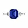 blue sapphire three stone engagement ring