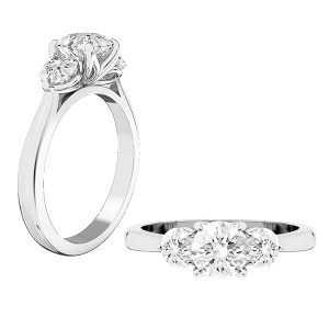 classic three stone ring with petal setting