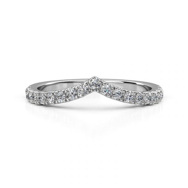 classic v shaped wedding band white gold