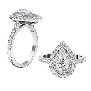 double halo pear shaped engagement ring