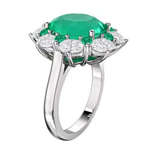 emerald halo ring with small emerald details 2