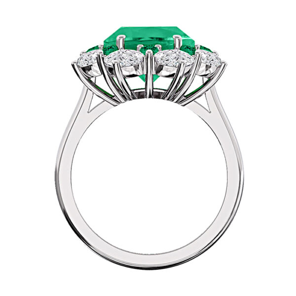 emerald halo ring with small emerald details 3