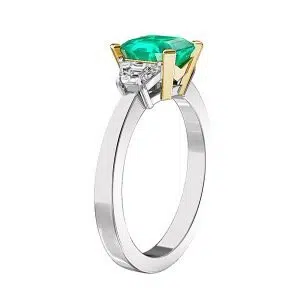 emerald three stone trapezoid diamond ring 1