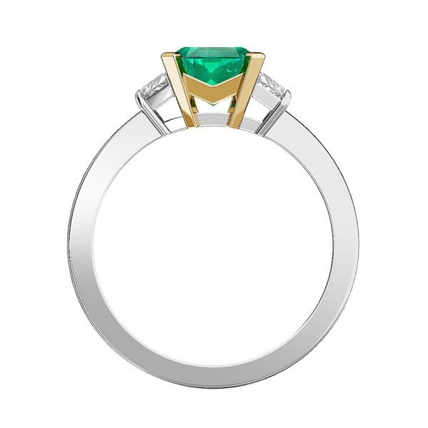 emerald three stone trapezoid diamond ring 2