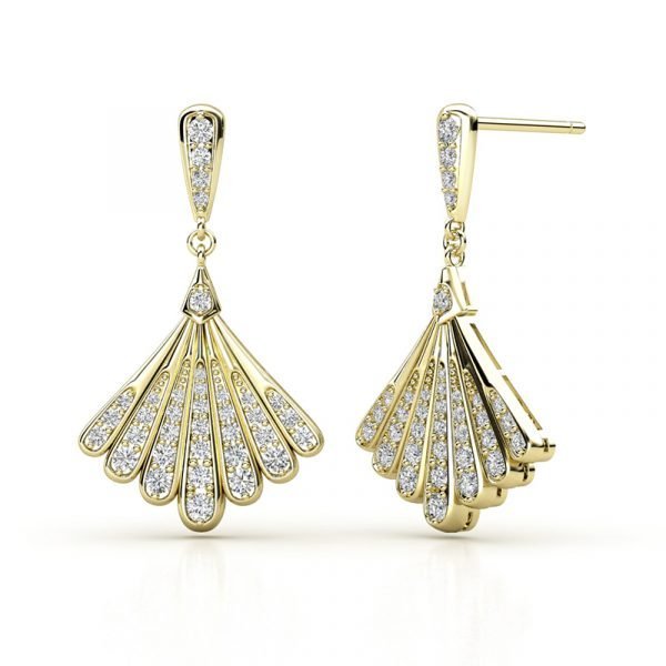 fan drop gold earrings