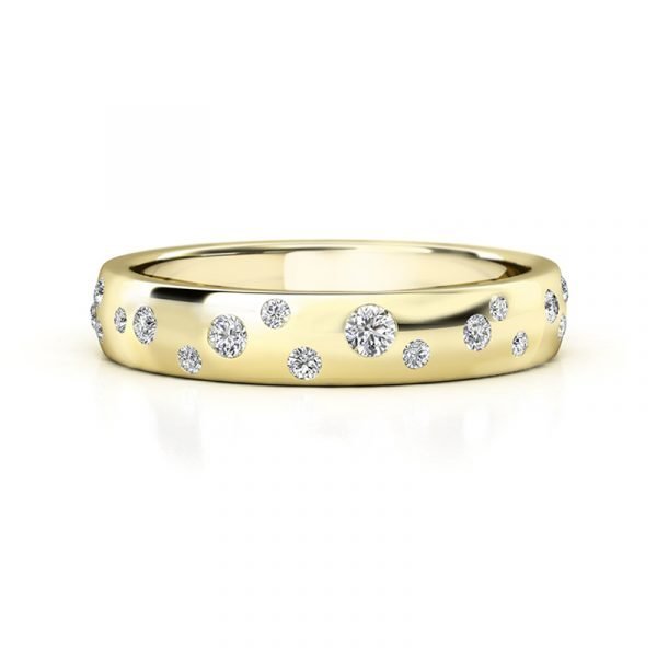 flush set speckled diamond wedding ring gold