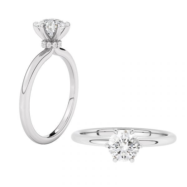 hidden halo solitaire diamond ring