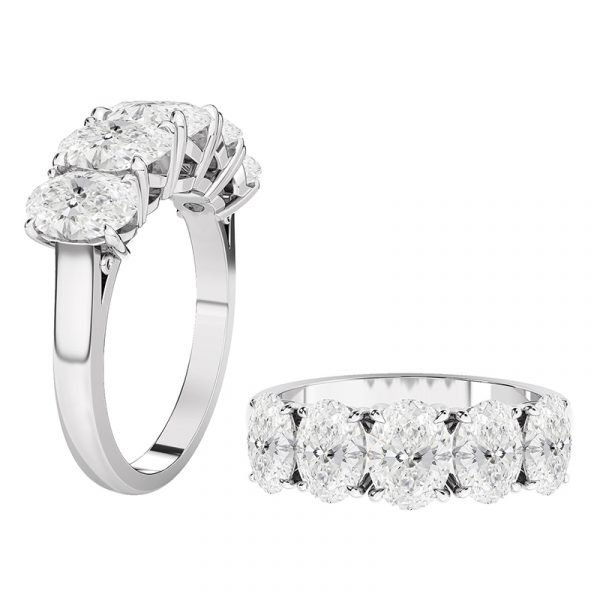 oval half eternity claw set diamond ring