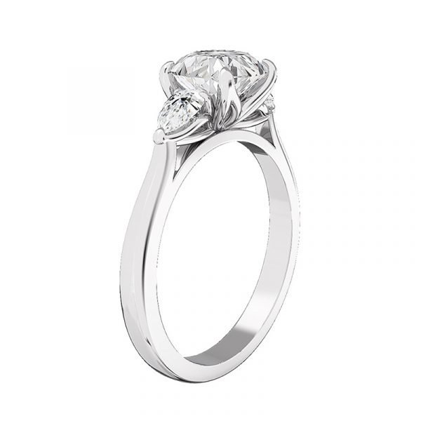 petal setting 3 stone pear shaped diamond ring 2