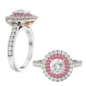 pink sapphiore halo diamond ring 1