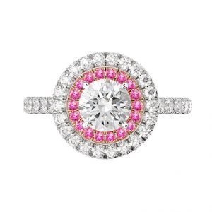 pink sapphiore halo diamond ring