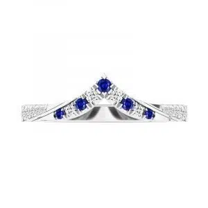 sapphire and diamond v shape wedding ring 1 1