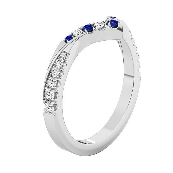 sapphire and diamond v shape wedding ring 2