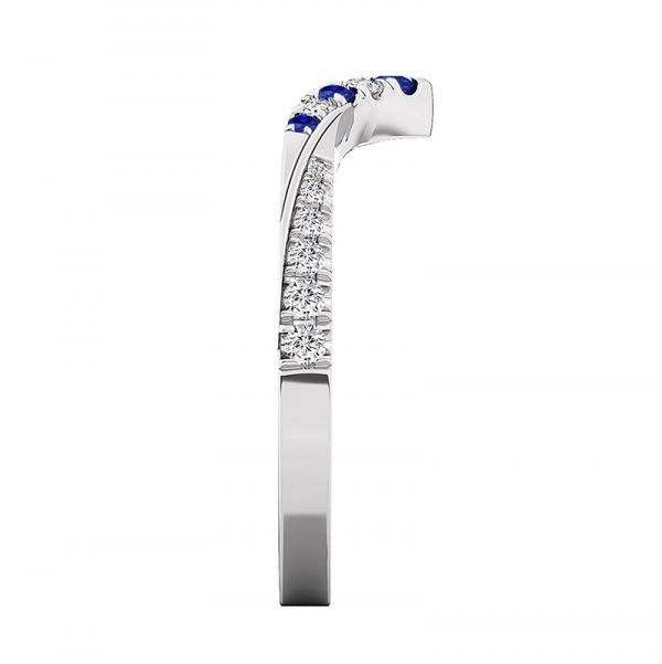 sapphire and diamond v shape wedding ring 3