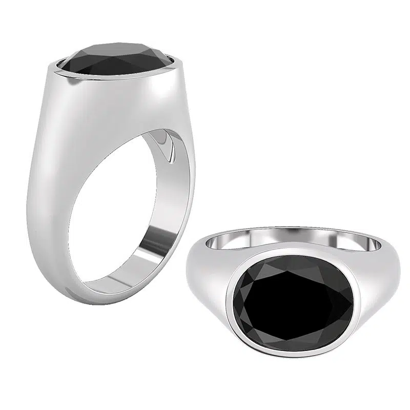 signet ring black diamond centre stone