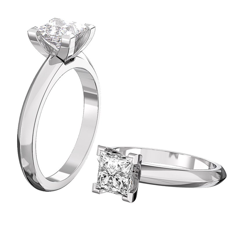 soliataire princess cut engagement ring