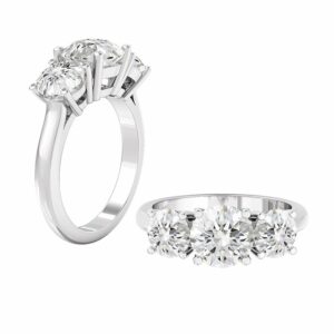 three stone round brilliant diamond ring