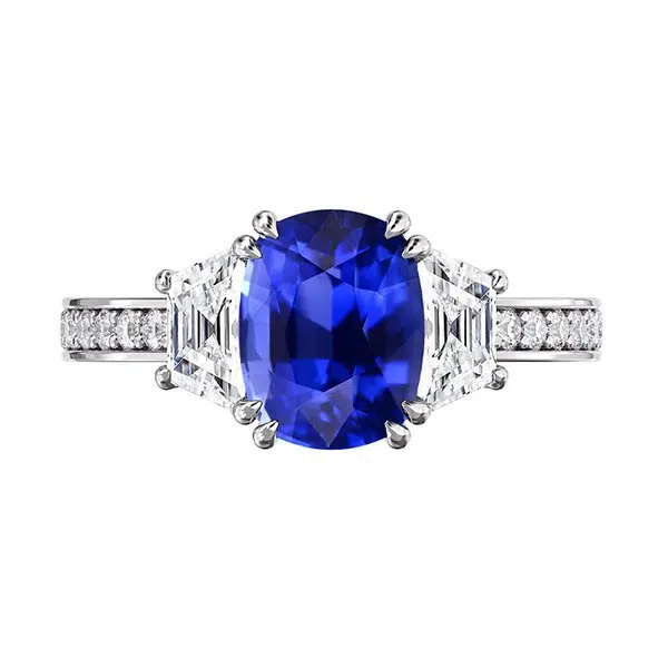 three stone sapphire ring with pave band 1 1