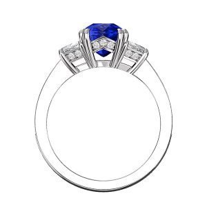 three stone sapphire ring with pave band 3