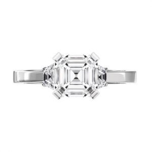 Asscher trapezoids diamond engagement ring