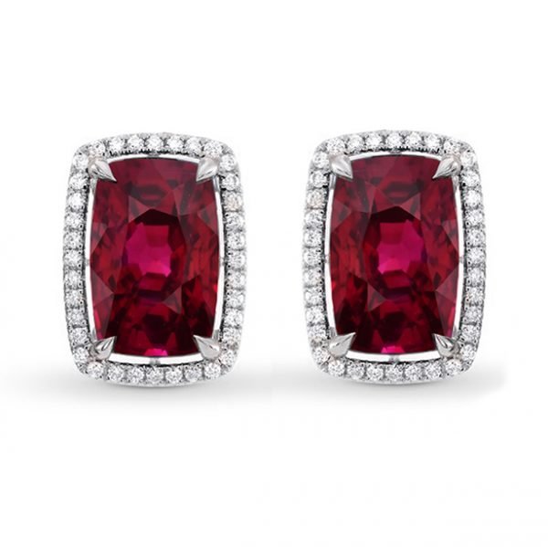 Cushion Ruby halo earrings 1