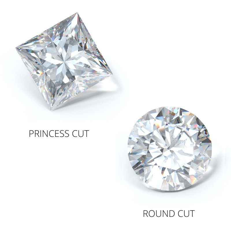 Princess and round cut diamonds