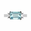 Emerald cut and baguette aquamarine