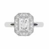 Radiant halo millgrain diamond engagement ring