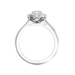 Radiant halo millgrain diamond engagement ring 2