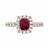 Rose gold Cushion ruby halo ring