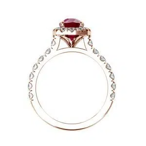 Rose gold Cushion ruby halo ring 1