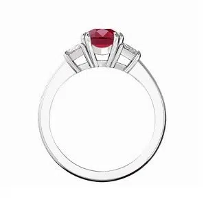 Ruby cushion shape 3 stone 2