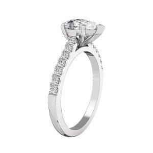 Three Stone Emerald Cut Engagement Ring 4