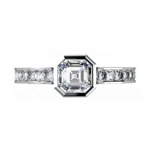 bezel set asscher cut diamond