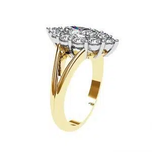 halo marquise ring with gold split shank band 2