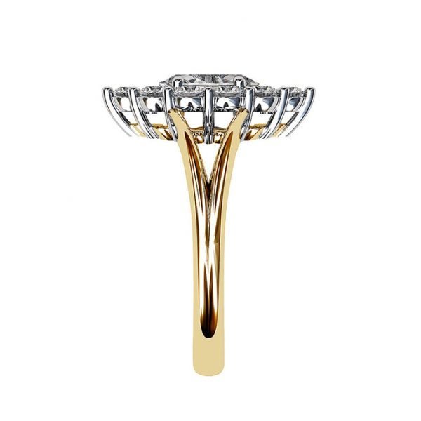 halo marquise ring with gold split shank band 4